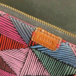 Vintage Fossil Peyton Multicolor Clutch Wallet Women's Zip Around